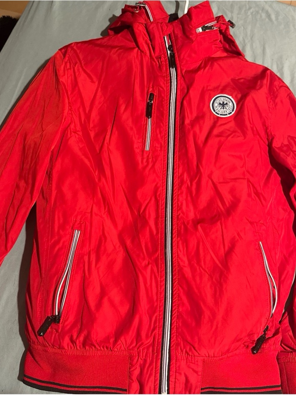 Red Kids Hooded Windbreaker Jacket